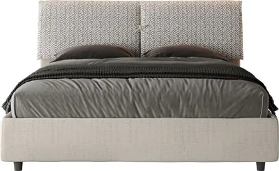 Produktbild von ITYHOME - Gepolstertes Bett ohne Lattenrost 160x190 mit Stoffbezug Aragona 1 Weiß Mados