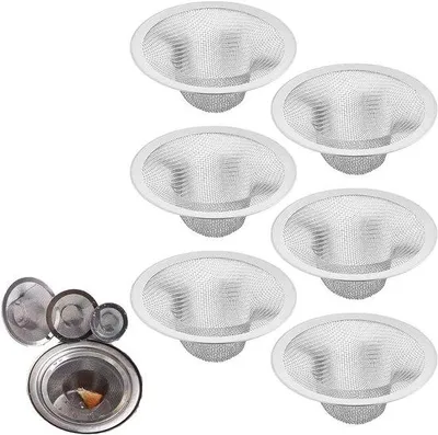 Immagine prodotto di Set di 6 filtri per scarichi in acciaio inossidabile - Adatti per lavelli e docce - Filtro per scarichi in acciaio inossidabile - Accessori per la cucina