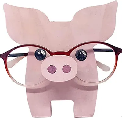 Image de (Cochon) Porte-lunettes animal créatif mignon, 1 pièce de monture de lunettes en bois en forme d'animal pour la maison, le bureau, la décoration de bureau