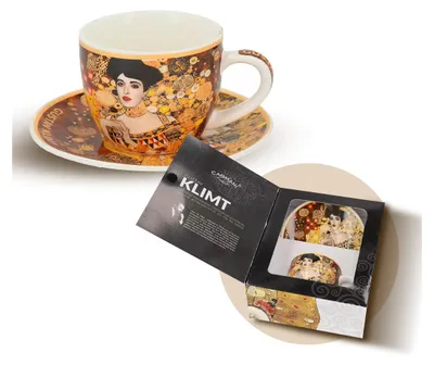 Zdjęcie produktu dla Carmani - Filiżanka i spodek Adela - filiżanki do kawy ze spodkiem - filiżanki do kawy z uchwytem - zestaw filiżanek - porcelana - pomysł na prezent - 80ml