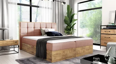 Produktbild von Boxspringbett Schlafzimmerbett KALYPSO 140x200cm Stoff Rose inkl. Bettkasten