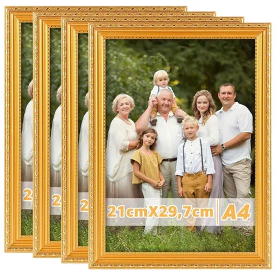 Produktbild von Omgoods – Set aus 4 Vintage-Fotogestellen in Gold für A4-Fotos