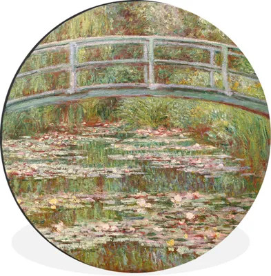 Produktbild von MuchoWow® Aluminium Wandkreis Brücke über einen See mit Seerosen - Gemälde von Claude Monet Ø 60 cm Wanddeko Modern Wohnzimmer - Wand Kreis - Wandbild - Schlafzimmer - Aluminium Bild - Kinderzimmer - Wohnzimmer Dekoration - Wandschmuck