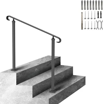 Obrázok produktu pre Schodiskové zábradlie 120x13,5x97 cm Zábradlie pre 2- alebo 3-stupňové schody Vstupné zábradlie Elegantné Nastaviteľná výška (do 45 cm) a uhol (0-52,8°) Ideálne pre verandy Vstupy Záhrady