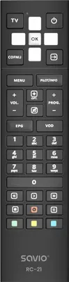 Obrázek produktu pro Savio RC-21, TV set-top box, IR Wireless, Tlačítka, Černá