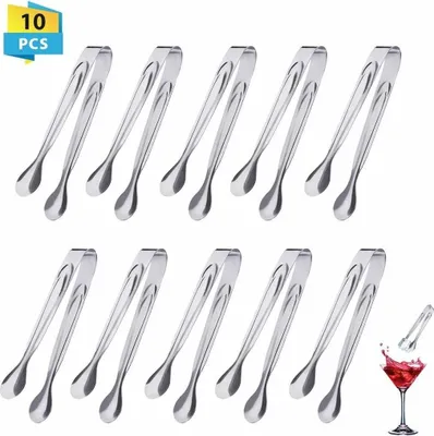 Produktbild von 10 Stücke Candybar Zangen, Edelstahl Eiszange Set Süßigkeiten Zange Mini Servierzange für Hochzeit Party