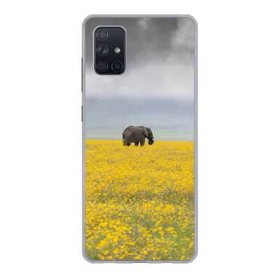 Produktbild von MuchoWow® Handyhülle Schutzhülle Hülle für Samsung Galaxy A71 Elefant - Blumen - Natur - Gelb - Tiere Silikon Softcase Handy Hülle - Kartenbesitzer