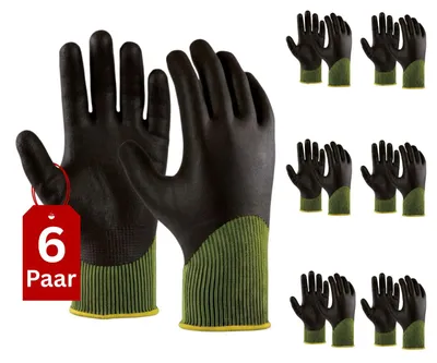 Produktbild von ViD 6 Paar Premium Arbeitshandschuhe NITRIL-beschichtet (Gr. 9 / L) | Montagehandschuhe für Herren & Damen | Extra Grip, Vollbeschichtet, Ölbeständig