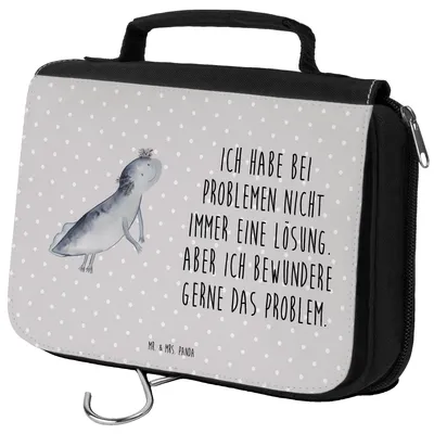 Produktbild von Mr. & Mrs. Panda Kulturtasche Axolotl Schwimmen - Grau Pastell - Geschenk, Bewundern, Lurch, Kosmetiktasche, kulturtäschchen, Motivation, Kulturbeutel, kosmetiktäschchen