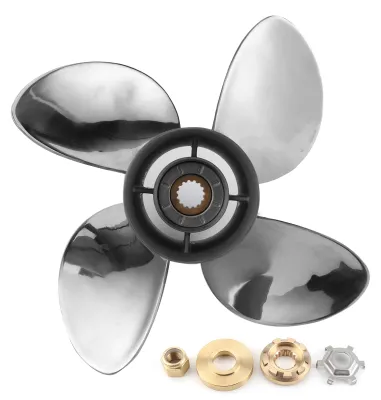 Image de Hélice pour moteur hors-bord, 15 pales en V, pas de 19 pouces, compatible avec des moteurs de 40 à 140 ch, carter d'engrenages de 4-1/4 pouces