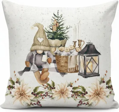 Produktbild von Weihnachtsdecke Elf mit Laterne CYH6060C 40x40 cm