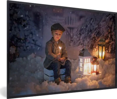 Produktbild von MuchoWow® MuchoWow® Gerahmtes Poster Porträt - Märchen - Weihnachten - Schnee 60x40 cm - Poster mit zchwarzem Bilderrahmen - Printing - Wanddeko Schlafzimmer
