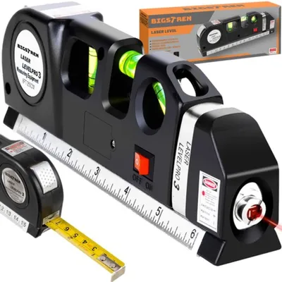 Produktbild von Bigstren 21747 Laser-Wasserwaage LevelPro3 mit integriertem Maßband (250 cm)