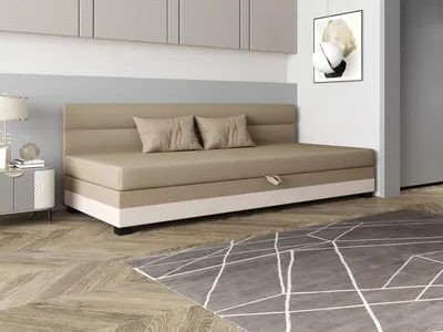 Obrázok produktu pre Jednolôžková čalúnená posteľ 90x195 NALINDA BIZ 1 - hnedá / ecru