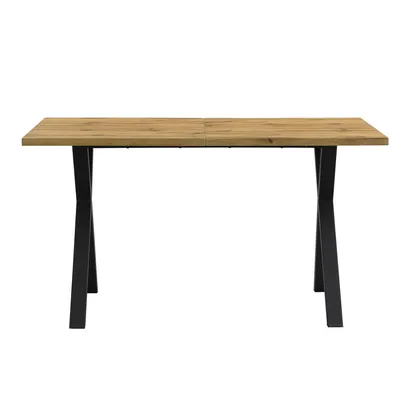 Produktbild von Flieks Esstisch mit X-A-förmigem Bein, Rechteckig Küchentisch Esszimmertische mit Metallbeinen, Schreibtisch Bürotisch, 140x80x76cm, Braun