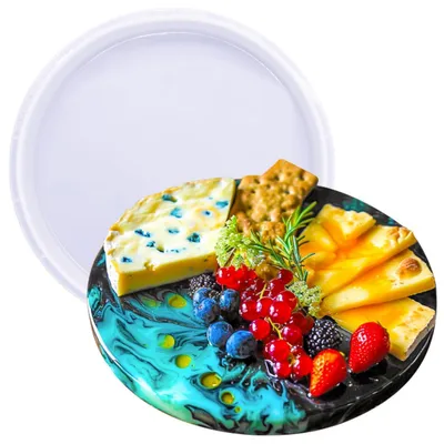 Image de Moule en silicone rond pour dessous de verre, planche à fromage, plateau, assiette de service, diamètre 25,5 cm