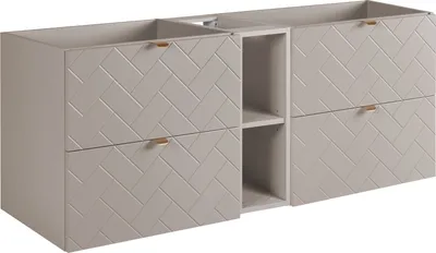 Zdjęcie produktu dla Szafka łazienkowa, kaszmir ze złotym uchwytem, 140 x 57 x 46 cm