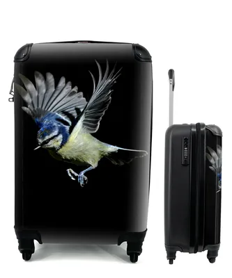 Produktbild von MuchoWow® Koffer Handgepäck Trolley Rollkoffer Kleine Reisekoffer mit 4 Rollen - Vögel - Federn - Schwarz - Cabin Size < 55x40x23 cm & 55x40x20 cm - Fotokoffer - Kabinenkoffer - Boardgepäck - Reise-Box - Reisekoffer - Reisegepäck - Koffer mit Bild - Trolley für Kinder