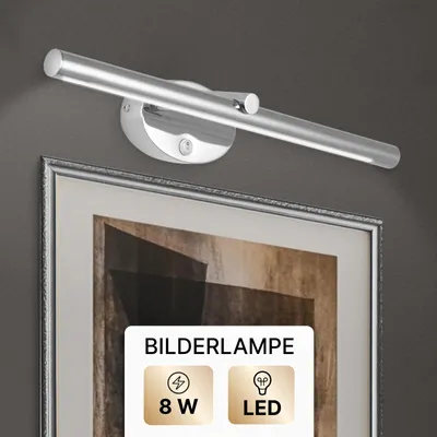 Produktbild von Bilderleuchte LED Chrom, 1-flammig, mit Stecker, ARTE LAMP Ronnie, 8 W, 540 lm, 4000 K, für Bilder & Spiegel, 46 x 11 x 5 cm, A8025AP-1CC