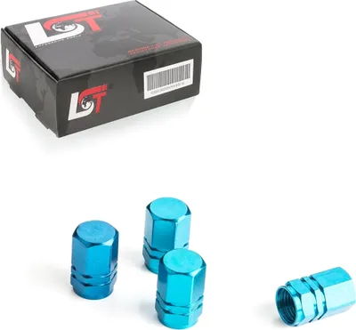 Produktbild von 4x Universal Ventilkappen Reifenventil Abdeckung Hexagon Hellblau Schraderventil