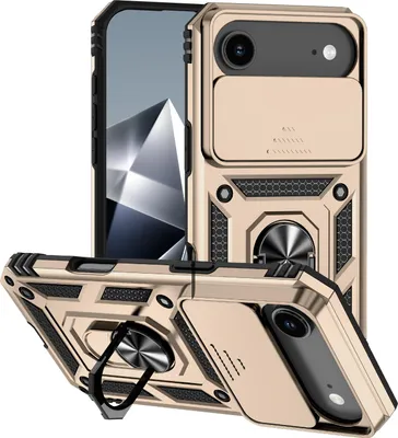 Obrázek produktu pro Pouzdro pro iPhone Air dvouvrstvé pouzdro s posuvným krytem kamery a prstencovým stojánkem Zlato