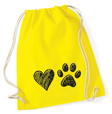 Produktbild von Huuraa Turnbeutel Herz Tapse 12 Liter Yellow Baumwolle Rucksack Geschenkidee