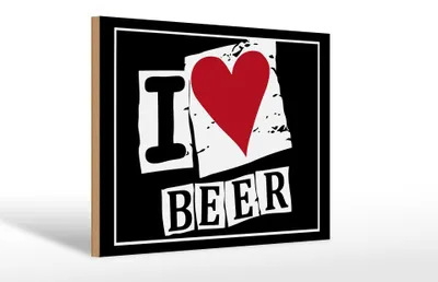 Produktbild von Holzschild  I Love Beer, 30x20 cm, Holzschilder Spruch Getränke Alkohol Bier
