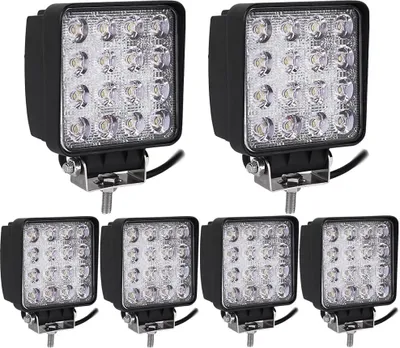 Produktbild von Greenmigo 6X 48W 16 LEDs Offroad Lampe LED Arbeitsscheinwerfer Flutlicht Reflektor Arbeitslicht Zusatzscheinwerfer für SUV,UTV,ATV Rückfahrstrahler 12V 24V