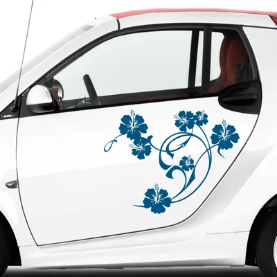 Produktbild von Aufkleber - Autoaufkleber-Set Hibiskus Swirl 2 Stk. je 60cm x 47cm Signalblau - Tuning Carystyling Heckscheibe Auto