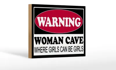 Produktbild von Holzschild Hinweis 18x12cm Warning Woman Cave where girls