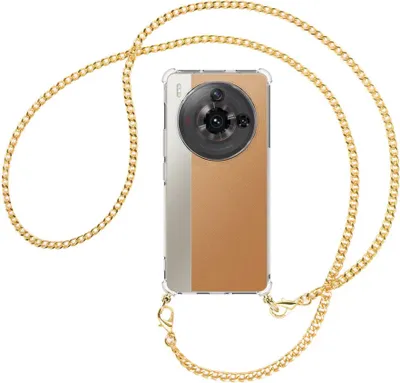 Produktbild von Handykette Backcover-Schutzhülle mit Band (Metall goldfarben) für ZTE nubia Z50S Pro (NX713J) - goldfarbene Kette