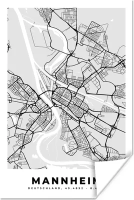 Produktbild von MuchoWow® Poster Stadtplan - Manheim - Karte - Deutschland - Karte 20x30 cm - Papierdruck