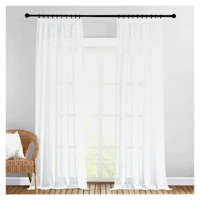 Produktbild von Gardinen für das Wohnzimmer im 2er Set H 245 x B 140 cm Halbtransparente Vorhänge in Leinenoptik mit Kräuselband