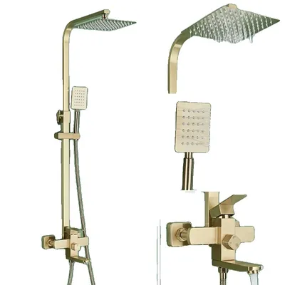 Produktbild von Badezimmer Duscharmatur-Set, Einhandsteuerung, polierte oder gebürstete Goldoberfläche, zeitgemäßes Design , Matte Gold 8-I - Mattgold 8-I