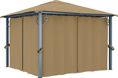 Image de Tonnelle avec rideau 300x300 cm Taupe Aluminium