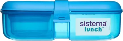 Image de Sistema® Lunch™ Boîte à lunch à trois compartiments avec pot de yaourt 1,1 l, bleu