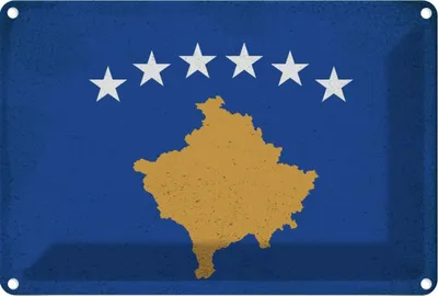 Produktbild von vianmo Blechschild 20x30 cm Kosovo Vintage Flagge Fahne Wappen