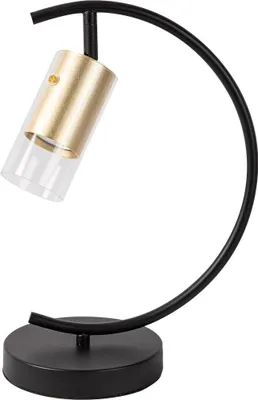 Produktbild von Ricky 1xGU10 8W Milagro Schreibtischlampe aus schwarzem und goldenem Aluminium mit Halbkreis