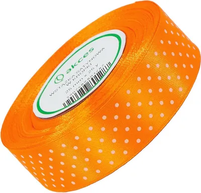 Zdjęcie produktu dla Wstążka satynowa w kropki 25mm 23m - 04 pomarańczowa