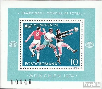 Produktbild von Briefmarken Rumänien 1974 Mi Block114 (kompl.Ausg.) postfrisch Fußball-WM 1974