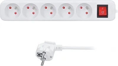 Image de Rallonge Solight, 5 prises, blanc, interrupteur, 5m
