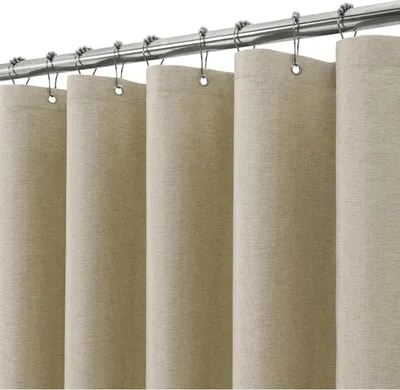 Produktbild von Duschvorhang Leinen mit Metall Duschvorhangringe wasserdicht 182x214cm Taupe