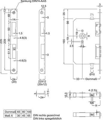 Produktbild von BMH Fluchttürtreibriegel 6130 Rundstulp 24 mm, DM 65 mm, universal, Edelstahl