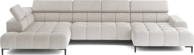 Zdjęcie produktu dla Sofa narożna PLAZA-U Fabric SOLAR Sofa narożna z wygodnym puszystym oparciem Długa lewa 216cm Krótka prawa 177cm Styl industrialny Kształt U lewa 385x99x216cm WxHxD ESCHE