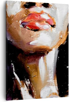 Produktbild von Bild auf Leinwand - Leinwandbild - Einteilig - Öl Mund Frau - 50x70cm - Wand Bild - Wanddeko - Wandbilder - Leinwanddruck - Kunstdruck - Wanddekoration - Leinwand bilder - Wandbild - PA50x70-4724