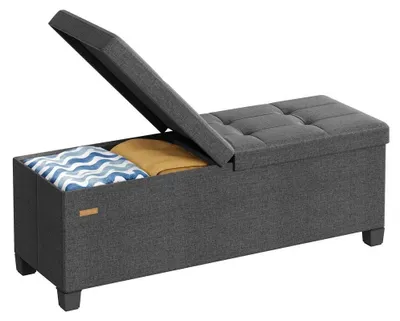 Produktbild von Aufbewahrungsbank mit Sitzbox und Klappdeckel | Grau | 110x38x40cm
