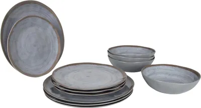 Image de Pack De Vaisselle En Mélamine Halo Gris Et Terra - 12 Pièces - Bo-camp