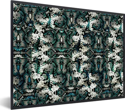 Produktbild von MuchoWow® Gerahmtes Poster Tiermuster - Schuppen - Abstrakt 40x30 cm - Poster mit Schwarzem Bilderrahmen Wandposter Rahmen Foto Bilder - Kunstposter - Wanddekorationen