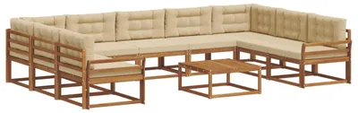 Produktbild von vidaXL Outdoor-Sofagarnitur mit Kissen 10 pcs Natur und Beige