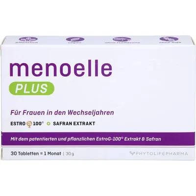 Produktbild von Menoelle Plus Nahrungsergänzungsmittel für Frauen in den Wechseljahren 30 Stück